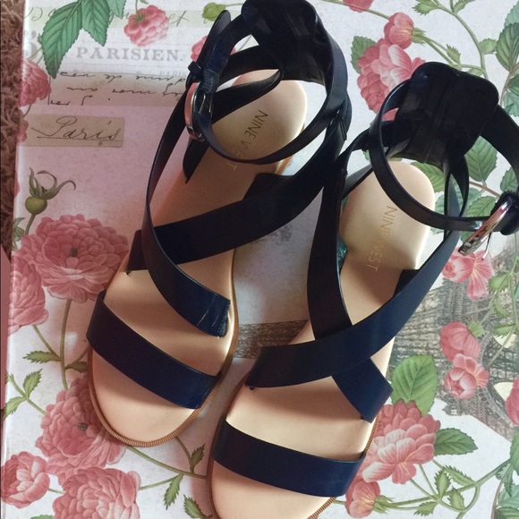 Nine West Shoes - Nine West Navy Leather Sandals